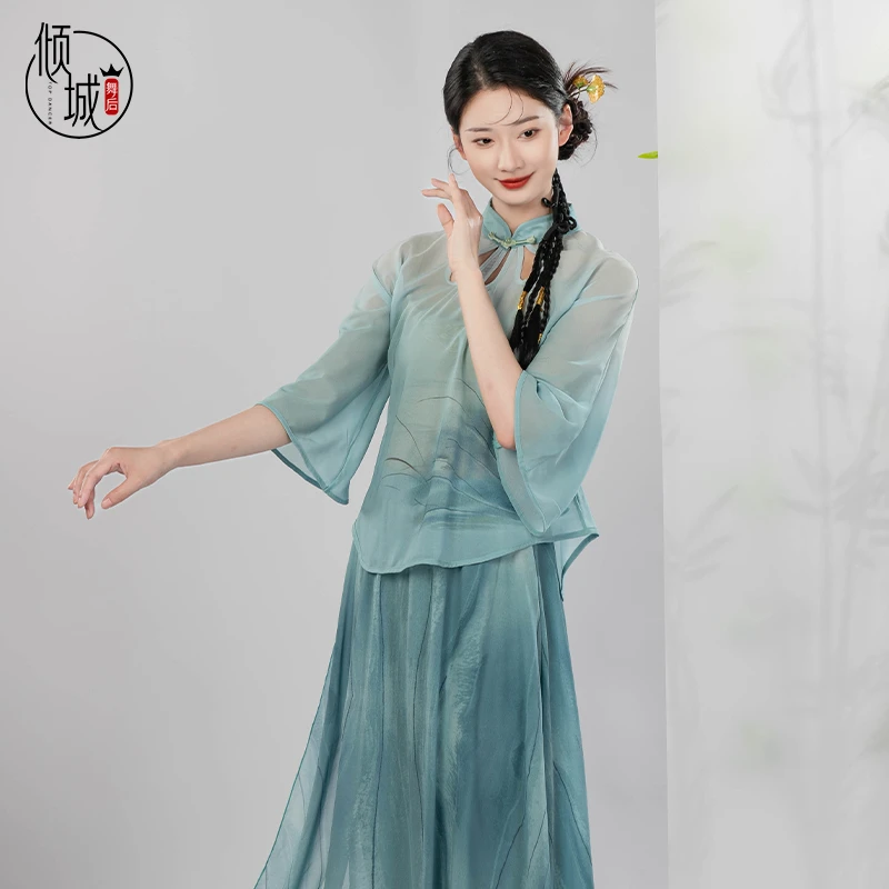 盼雨老师专属古典舞旗袍领民国风上衣练功服飘逸阔腿裤裙舞蹈服