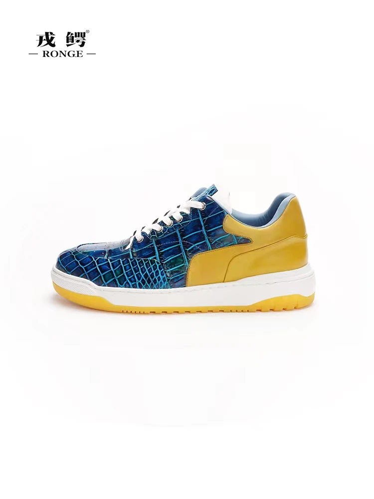 戎鳄男士奢华时尚拼接真皮手工休闲运动鞋43502
