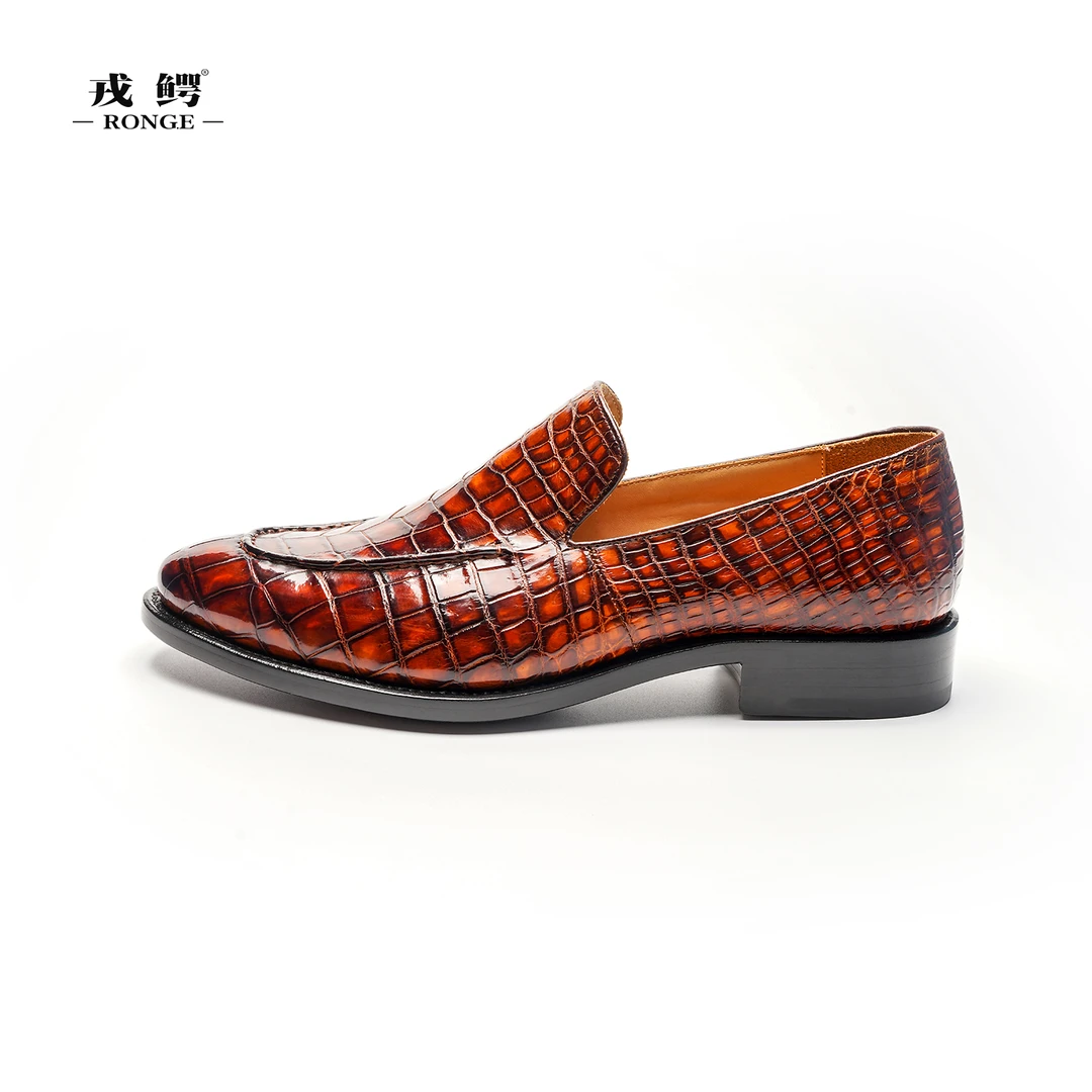 戎鳄轻奢高端纯手工鳄鱼皮商务男士轻便办公日常休闲男士鞋1806-3