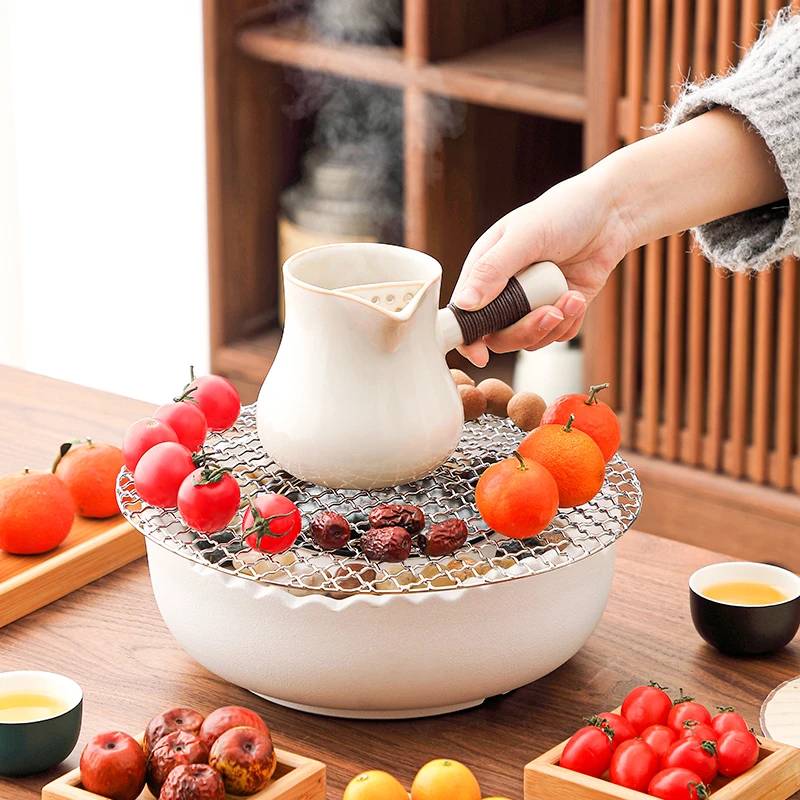 煌山电陶炉煮茶器具烤奶罐罐壶家用室内冬天围炉煮茶烤火炉全套装