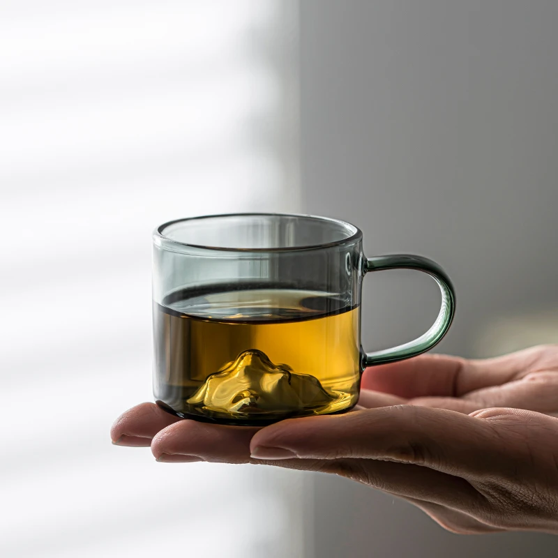 煌山玻璃小茶杯耐高温带手柄观山杯家用品茗杯个人专用小容量单杯