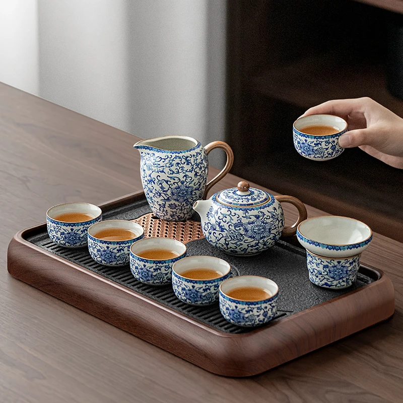 煌山青花瓷茶具汝窑茶台一套家用轻奢高档茶壶茶杯套装2025新款