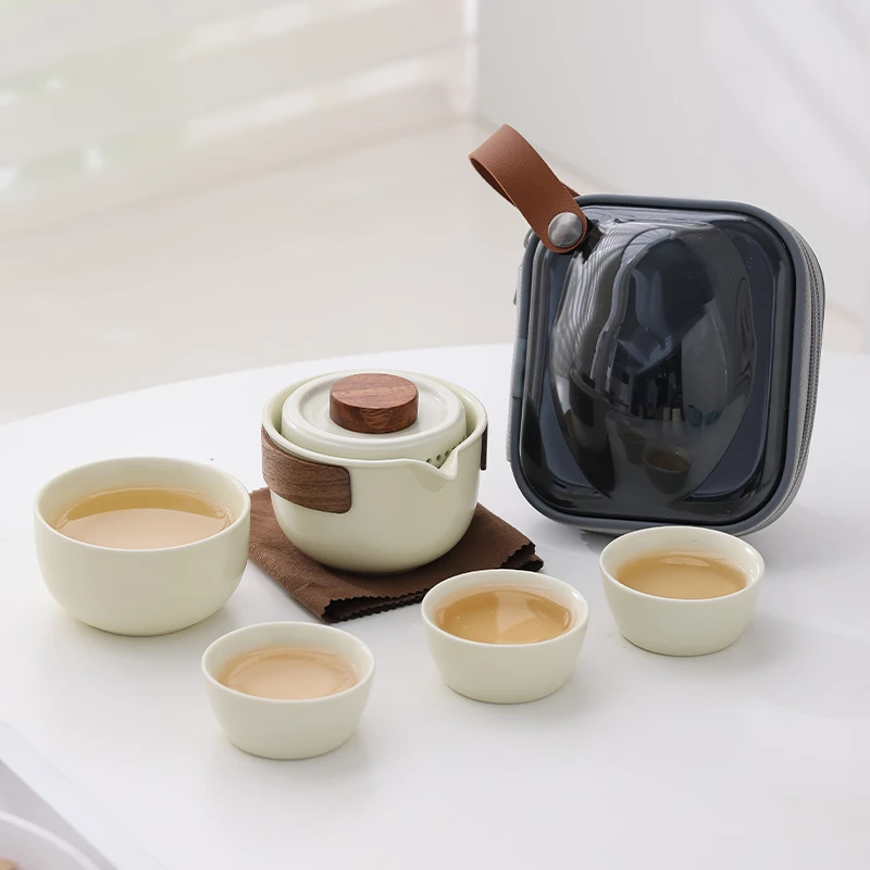 煌山宝藏旅行好物简约汝窑户外露营陶瓷快客杯两人旅游喝茶随行杯