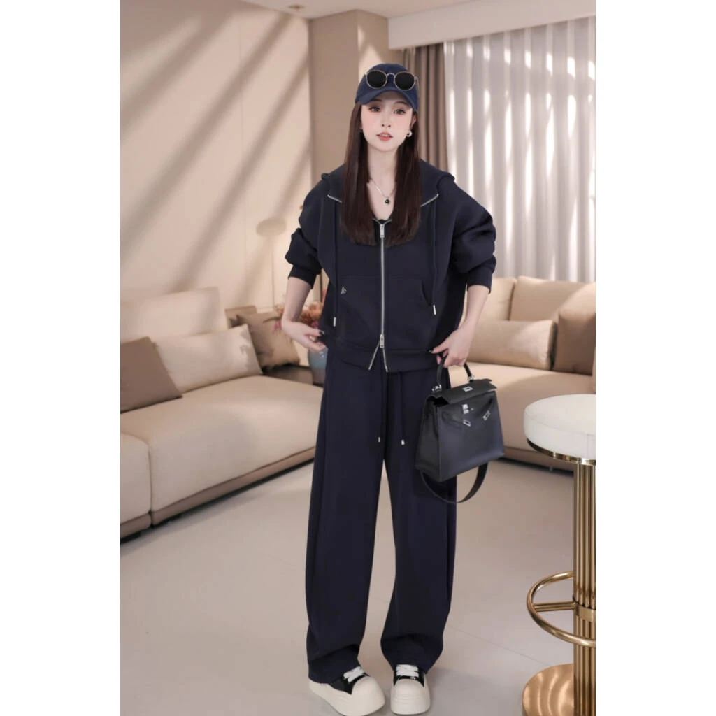 【褪色记忆】B90180秋季新款时尚设计感双头拉链简约连帽卫衣外套