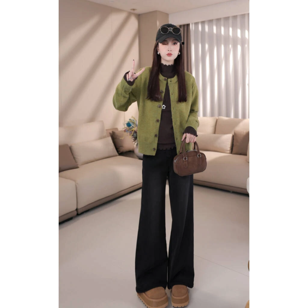 【对视的瞬间】B10625秋冬新款小众设计简约慵懒纯色毛衣开衫外套