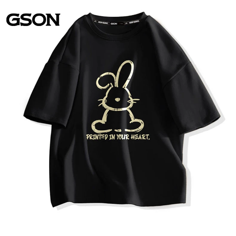 GSON大码潮牌男士短T半袖印花ins新款春秋纯棉学生日常情痞帅男装