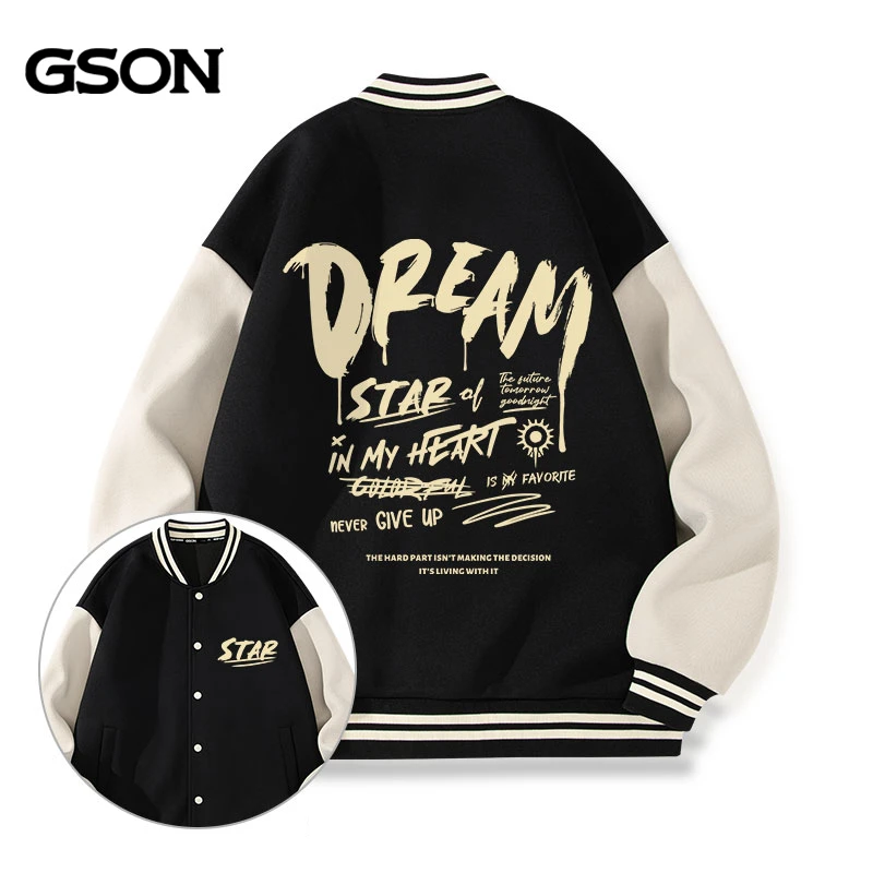 GSON秋季外套男春秋款潮牌夹克美式风街头棒球服男款休闲男上衣