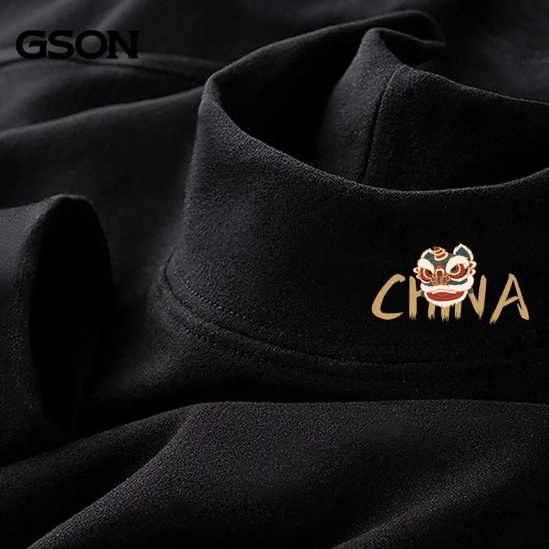 森馬集团旗下GSON打底衫男秋冬半高领保暖秋衣双面绒加绒长袖T恤