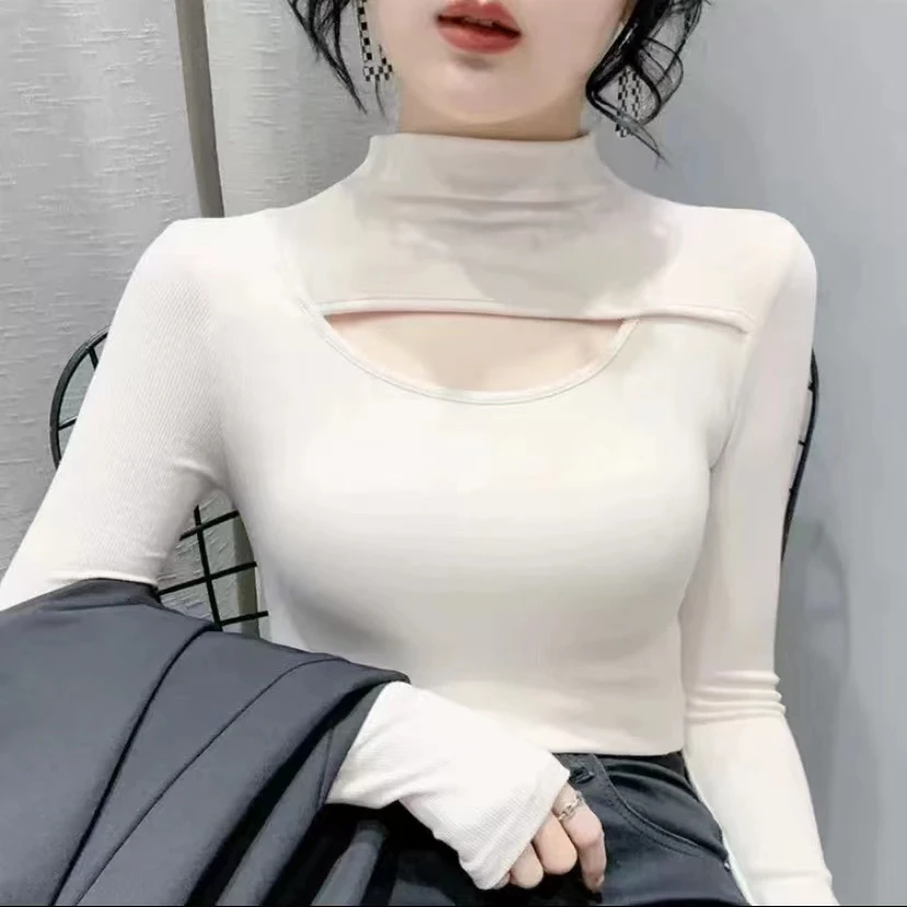 半高领磨毛打底衫女洋气内搭秋冬季新款高级感百搭显瘦保暖上衣16