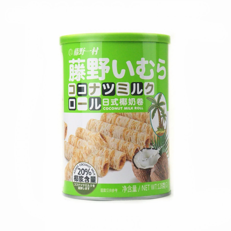 藤野一村 日式椰奶卷128g罐装传统香脆椰子蛋卷休闲早餐网红零食