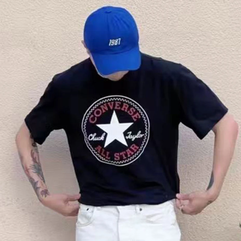 Converse/匡威 男子经典大logo圆领时尚百搭短袖T恤10007887-A01