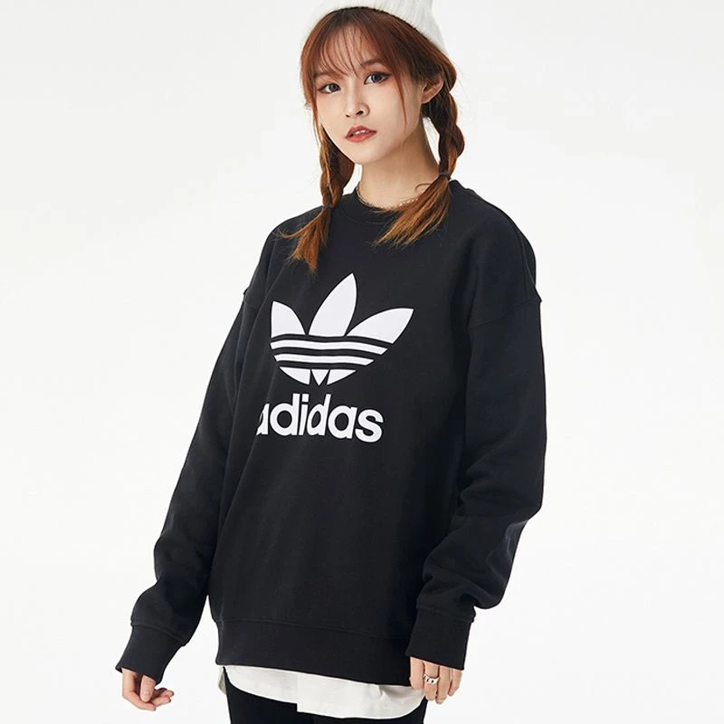 (WZ)Adidas/三叶草女子经典大LOGO圆领运动休闲套头衫卫衣DV2612