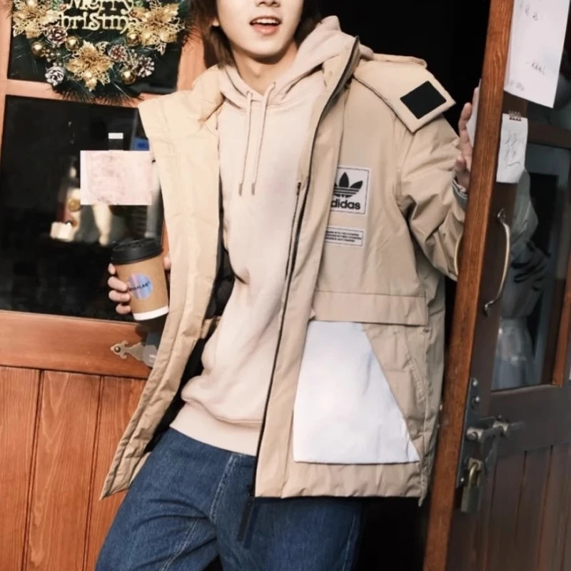 Adidas/三叶草 男女同款户外保暖防风休闲运动连帽羽绒服H66018