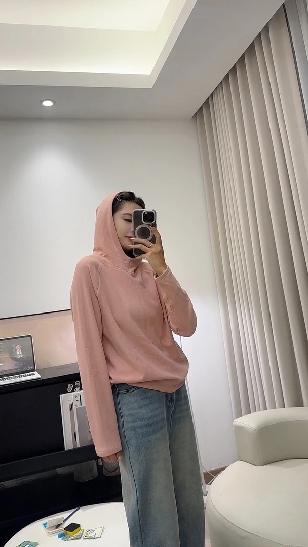 (卫衣)时尚纯色连帽卫衣女秋冬宽松长袖打底衫