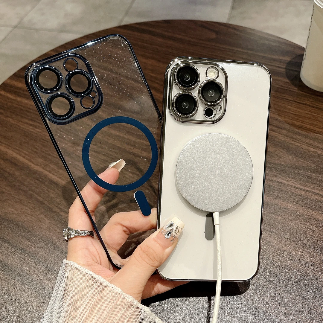 苹果15ProMax新款电镀闪粉iPhone14全包13磁吸充电13自带镜头膜12