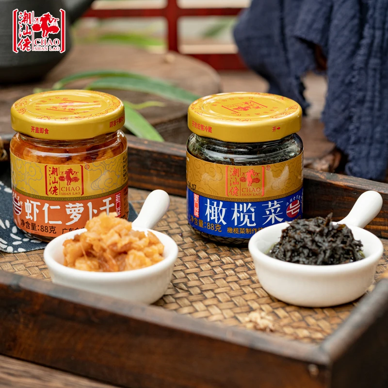 潮汕佬虾仁萝卜干橄榄菜88g潮汕特产香脆菜脯配粥拌面即食下饭菜