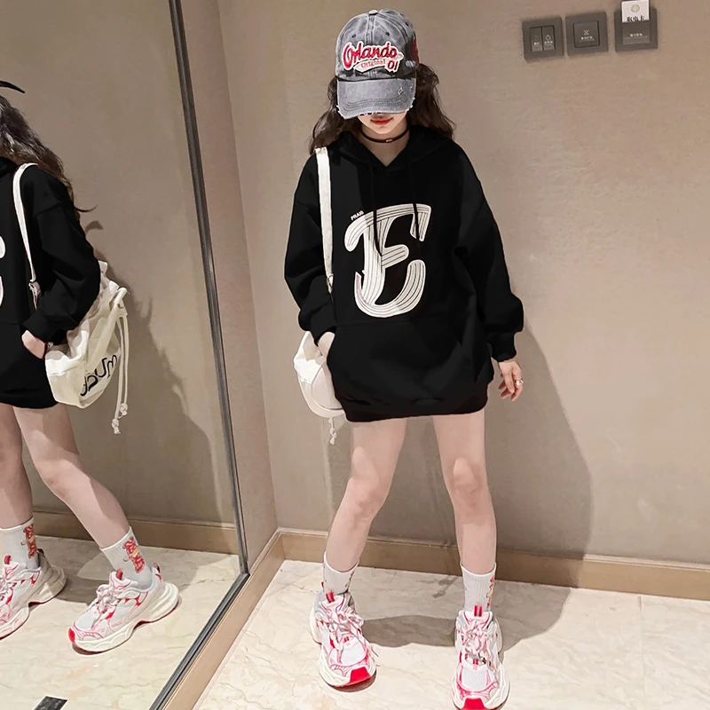 女童卫衣秋装2025新款洋气春秋款儿童网红时髦中大童秋季连帽上衣