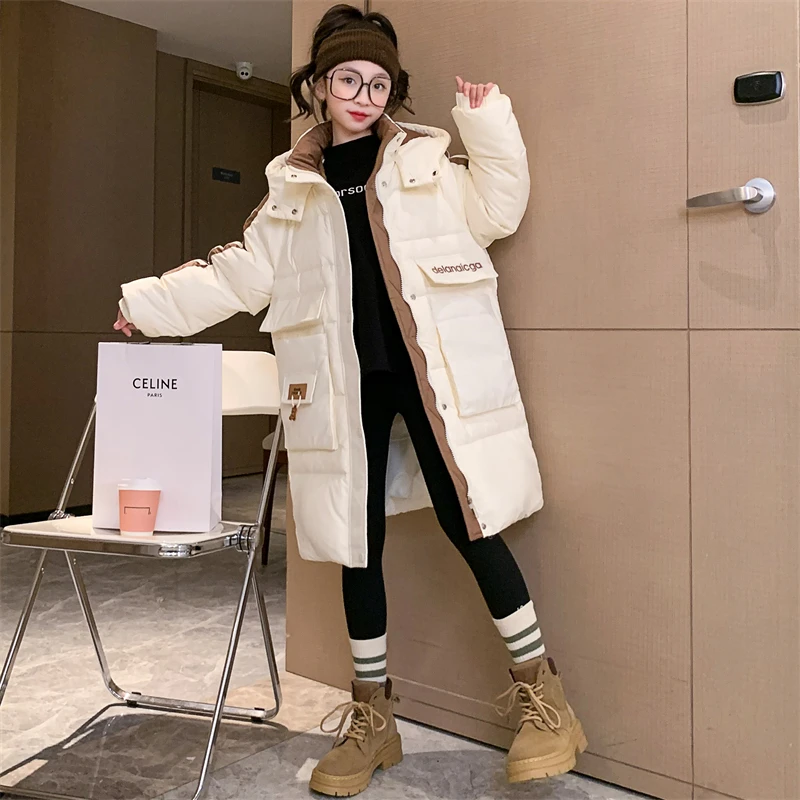 女童棉服2023新款洋气冬季大童装加厚中长款十岁外套儿童洋气棉衣