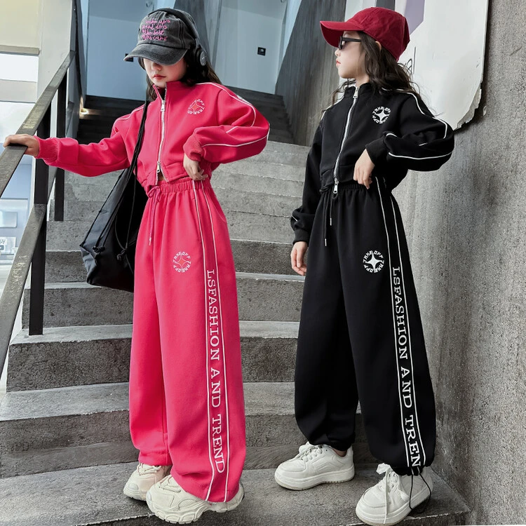 女童春装运动卫衣套装2024新款大童儿童女孩春秋季洋气时髦两件套