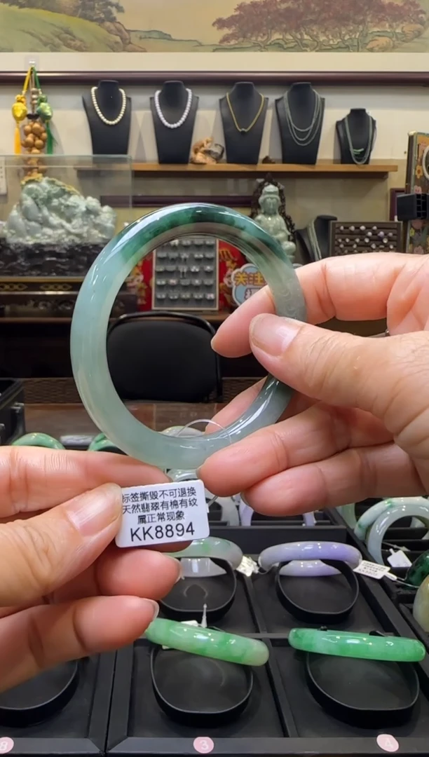 【闪购商品】翡翠手镯未镶嵌圆条57+ KK8894需包容退货扣一百
