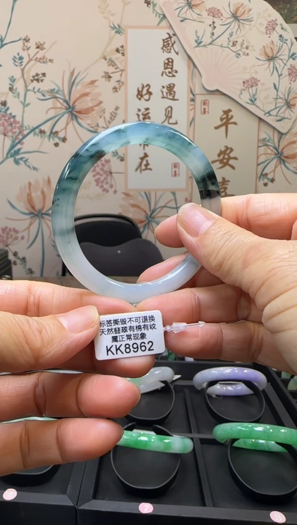 【闪购商品】翡翠手镯未镶嵌圆条53 KK8962需包容退货扣一百
