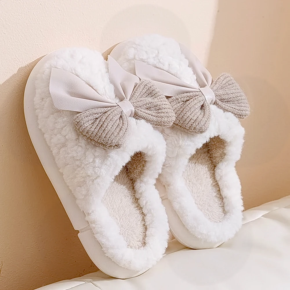 在逃公主蝴蝶结棉拖鞋少女心防滑加厚情侣防水居家厚底加绒保暖女