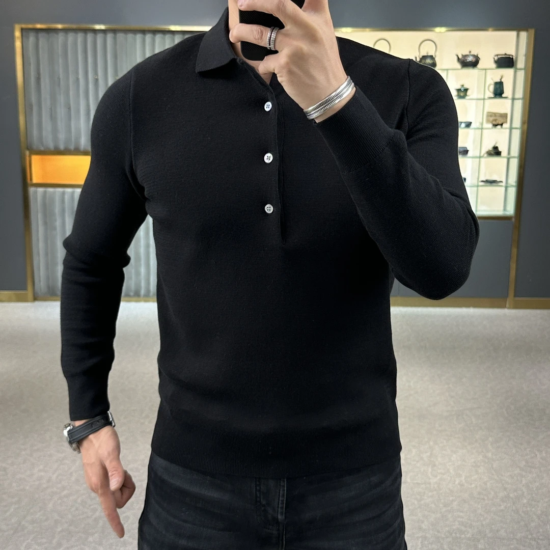 秋冬新款高档轻熟毛衣男士长袖针织衫休闲个性纯色百搭帅气上衣潮