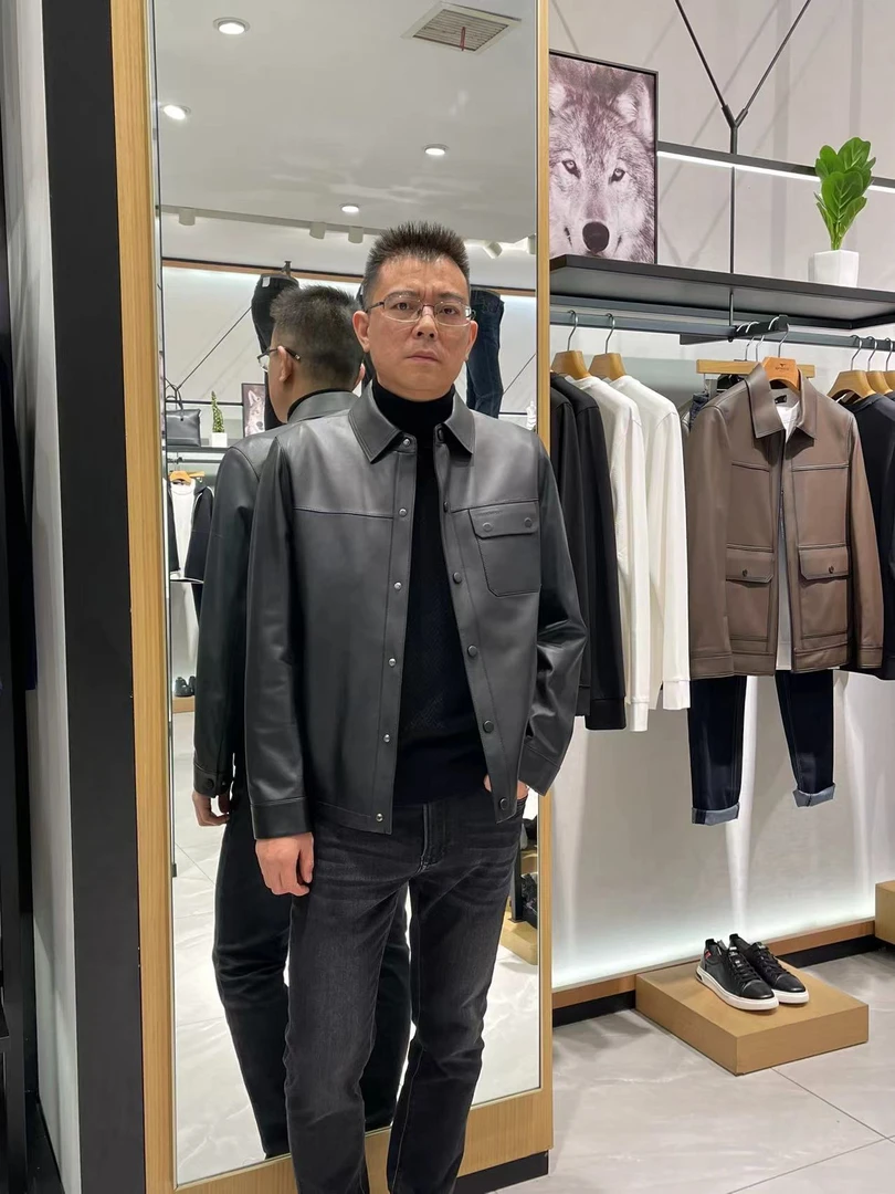 Septwolves/七匹狼2024秋冬新款翻领皮衣（5204）原价2999