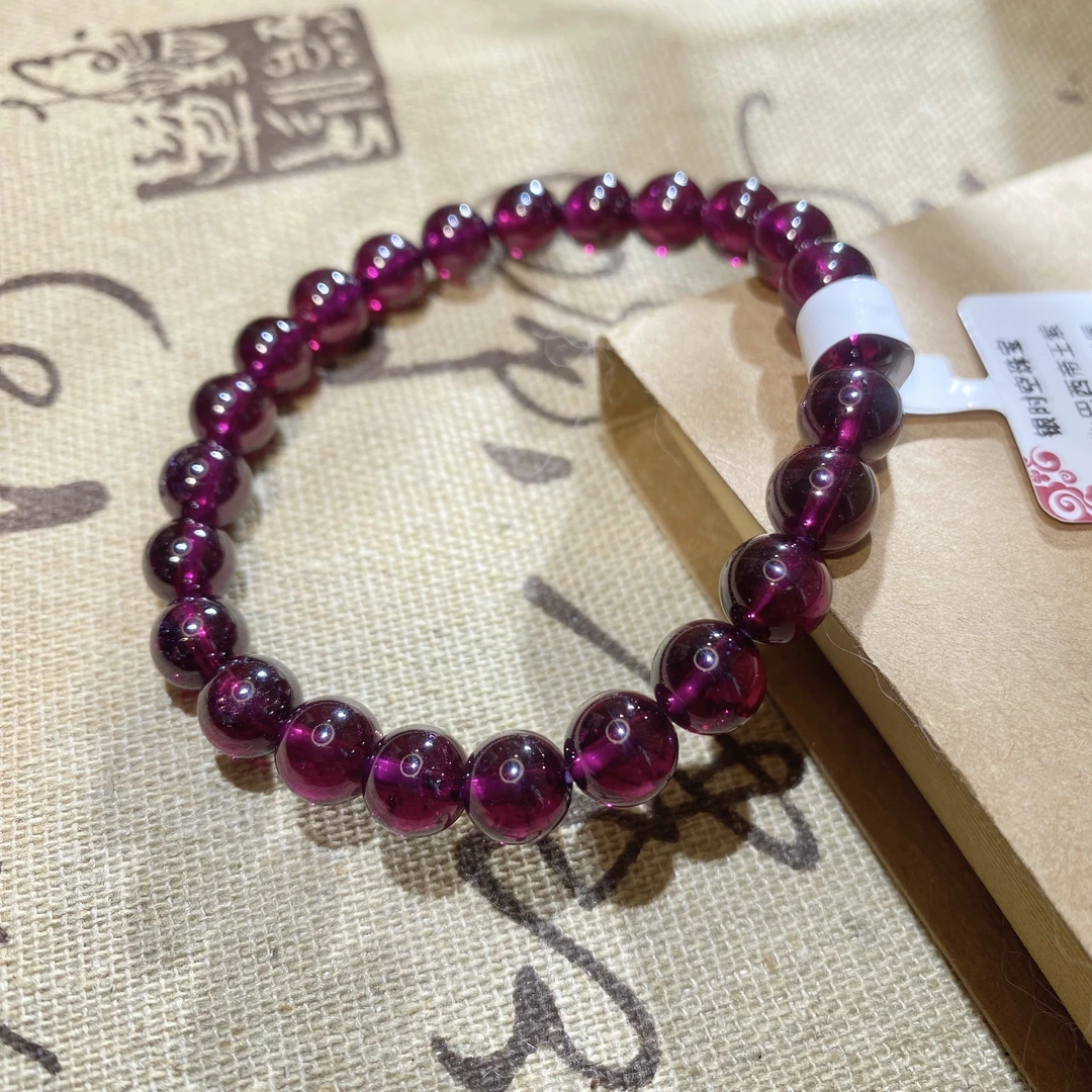 卡7紫牙乌石榴石冰透高品时尚紫色经典奢华精美女士女款素圈手链