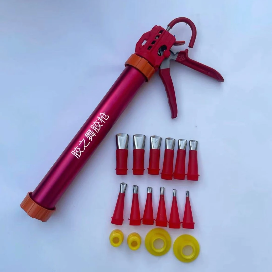 胶之舞9轴软支结构胶枪大行程红色款22下+成品胶嘴
