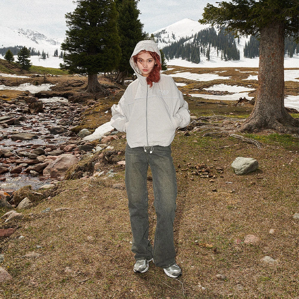 清仓-短款连帽外套女薄款夏季新款防紫外线防晒衣反光logo防晒服