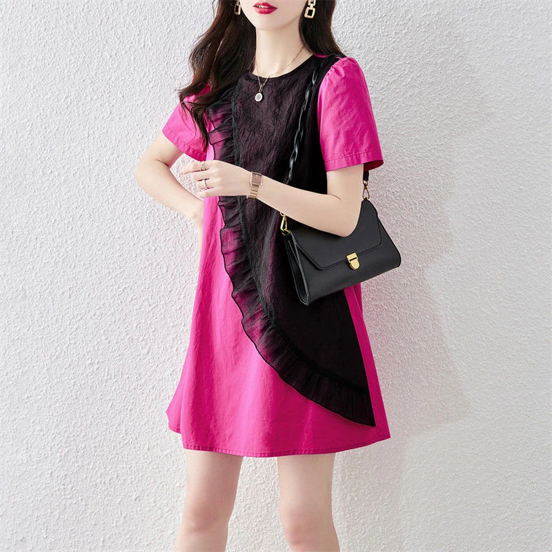 独特别致裙子女2024年夏季新款胖妹妹遮肚子减龄法式连衣裙高级感