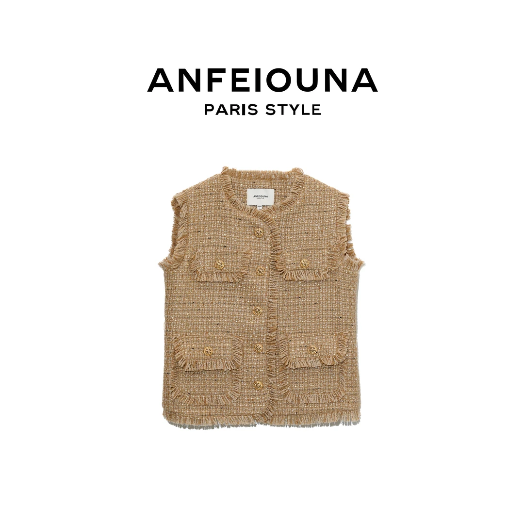 2025新款褪色日落晨锐小香风马甲上衣女士1281