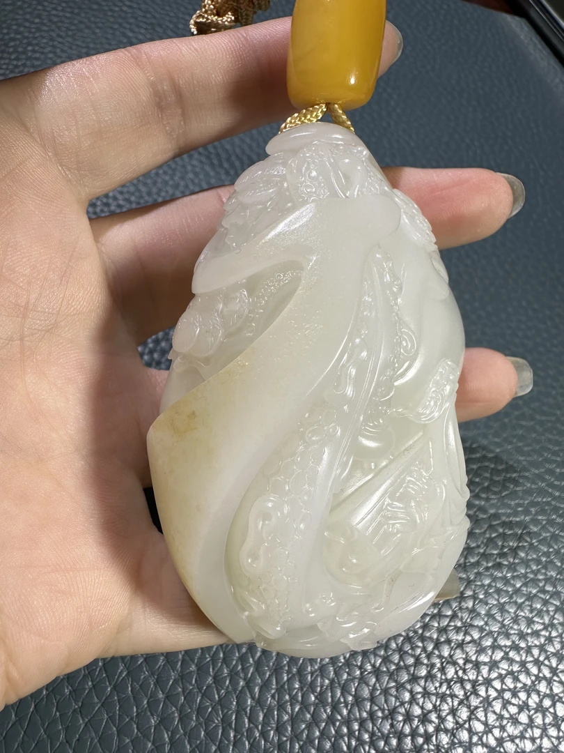 新疆和田玉，松下扶琴