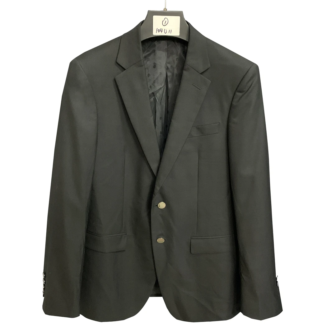 鸟【半麻衬】黑色平驳领净版单排2扣羊毛经典西服单开叉小整01