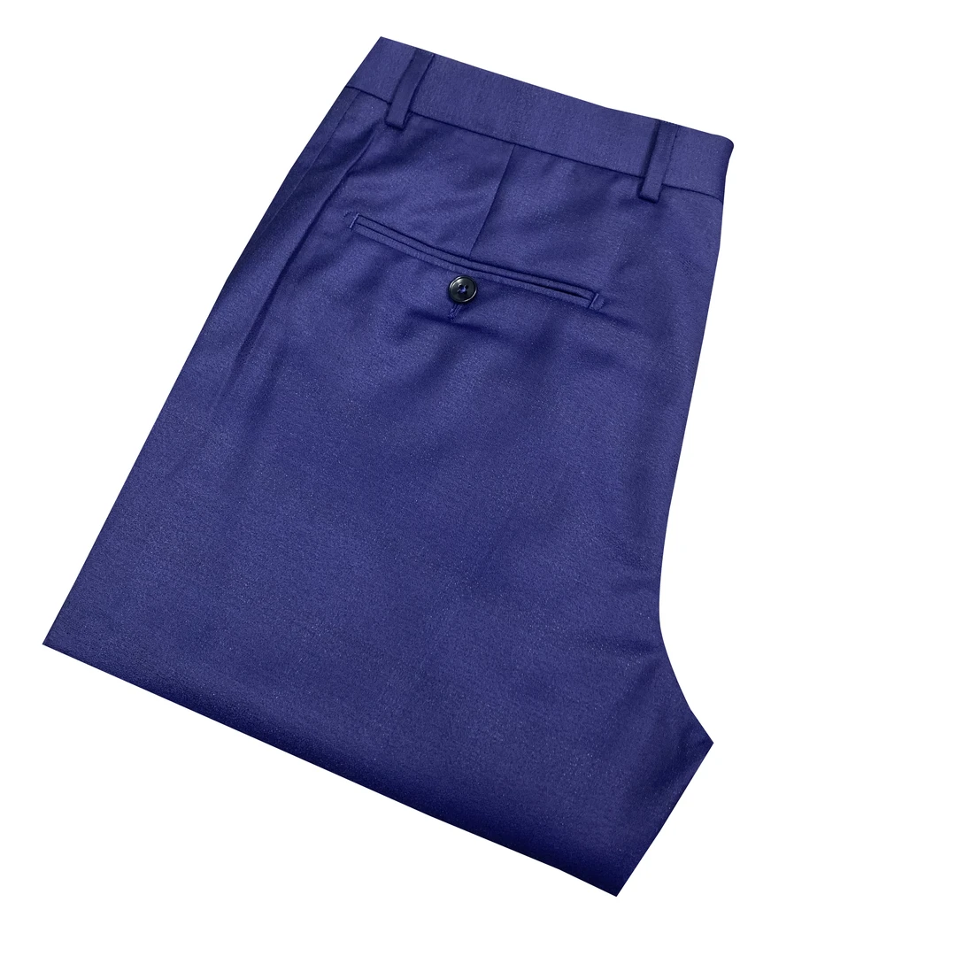 鸟【精纺四季款】蓝色美丽诺羊毛男士直筒商务百搭轻奢西裤XK218