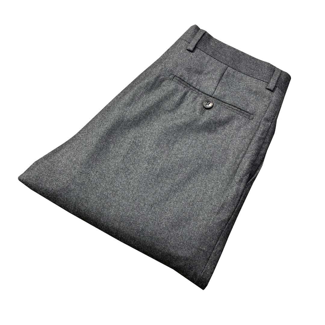 鸟【REDASUPER150‘S】灰色100美丽诺羊毛男士弹力直筒西裤XK020