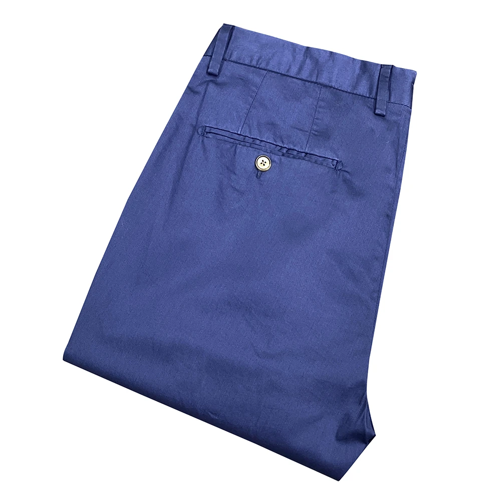 D博-意大利【产地土耳其】宝蓝色埃及长绒棉微弹男士薄休闲裤XK158