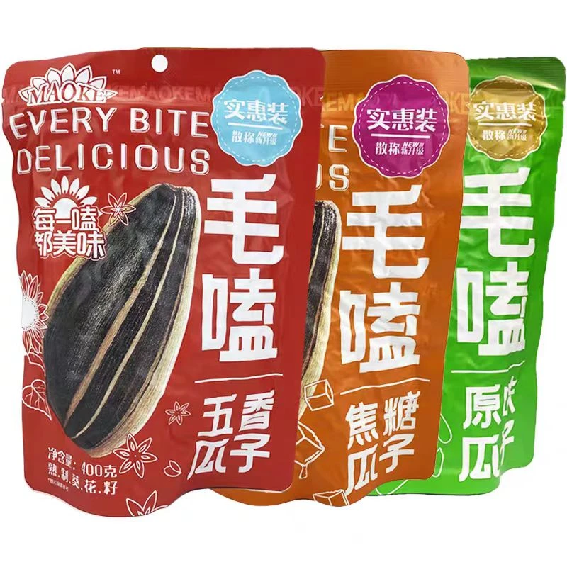 400g毛嗑瓜子五香焦糖原味瓜子聚会休闲零食袋装大颗经典香脆