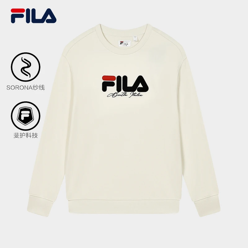 FILA 斐乐欧若风情侣款卫衣男女秋季印花套头圆领宽松运动上衣