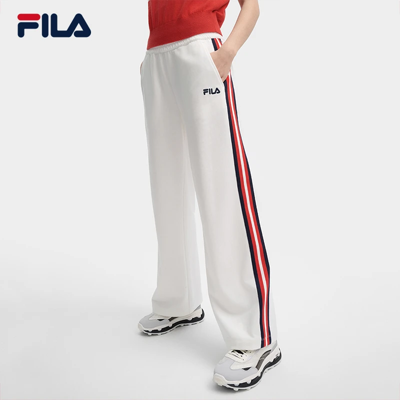 FILA 斐乐官方女士针织长裤2024秋季新款时尚休闲纯棉宽松直筒裤