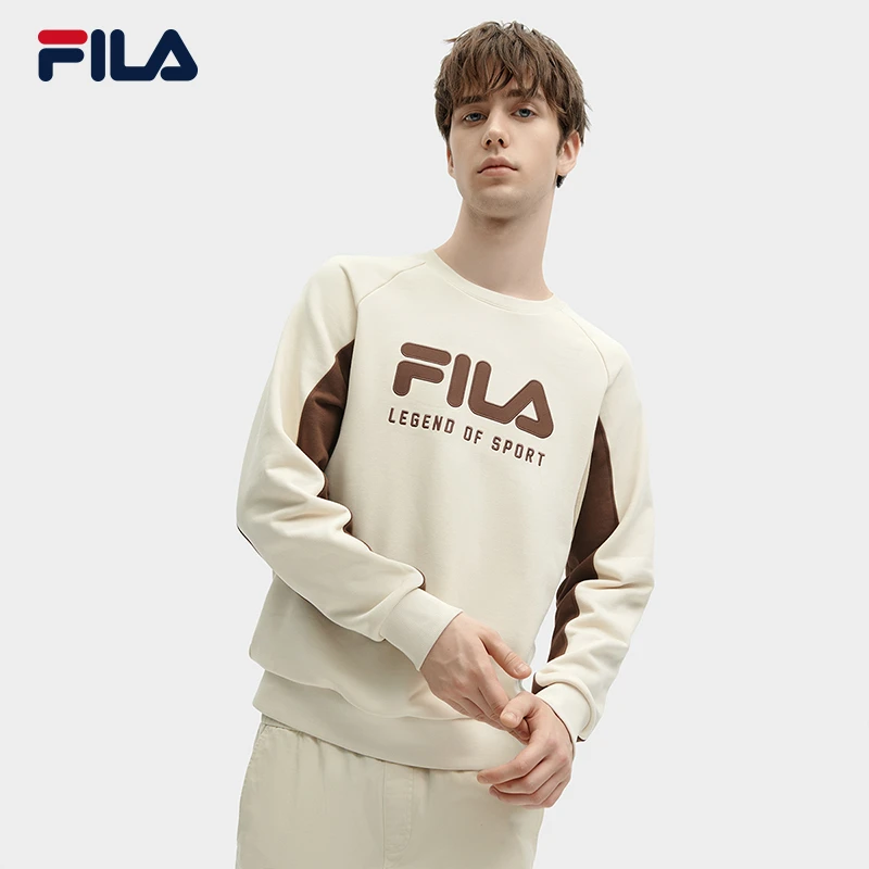 FILA斐乐套头卫衣2024春新款长袖休闲运动上衣宽松时尚男子圆领