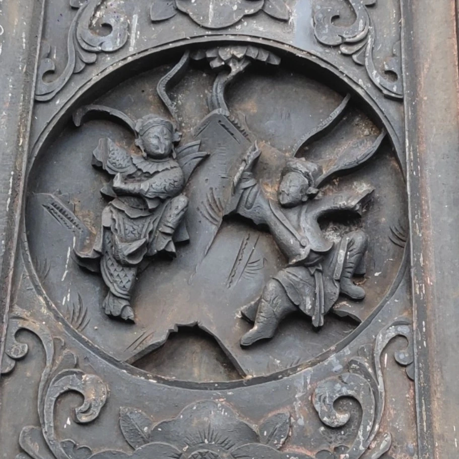 清代人物木雕花板