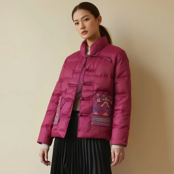 玛罗兰 正品新款  加厚羽绒民族风   繁花似锦小外套