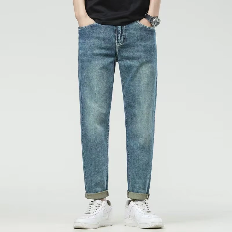 【阿牛欧品】 ZK33小狗洗水蓝牛男士直筒牛仔裤春秋新款高品质百搭