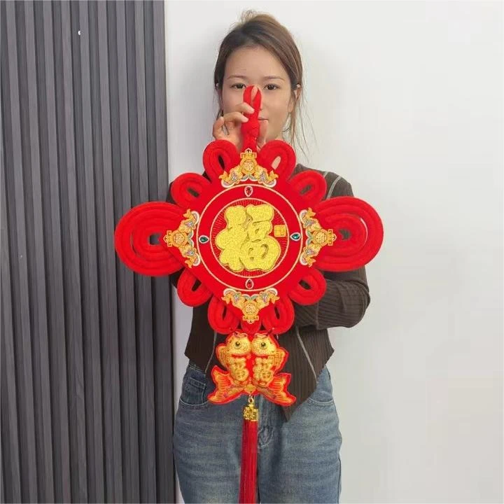 中国结挂件立体福字镶石头福挂件家居装饰挂件新年装饰品