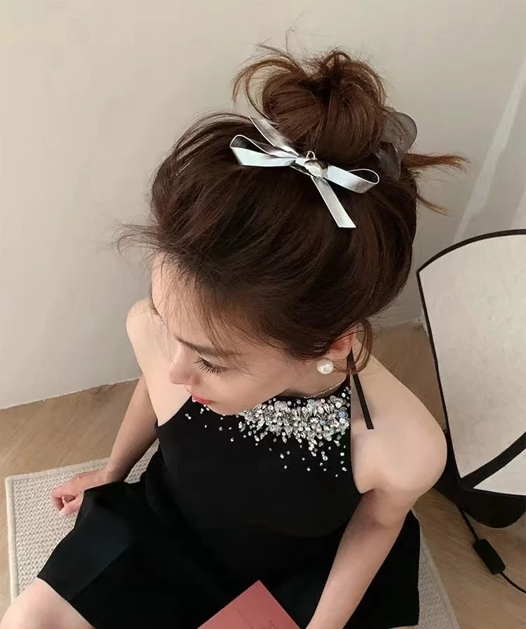 韩系简约pu皮质银色甜酷吊坠爱心发夹