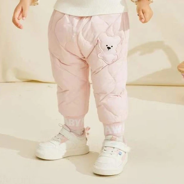 儿童童装女童男童卡通小熊蚕丝棉裤保暖秋冬甜美