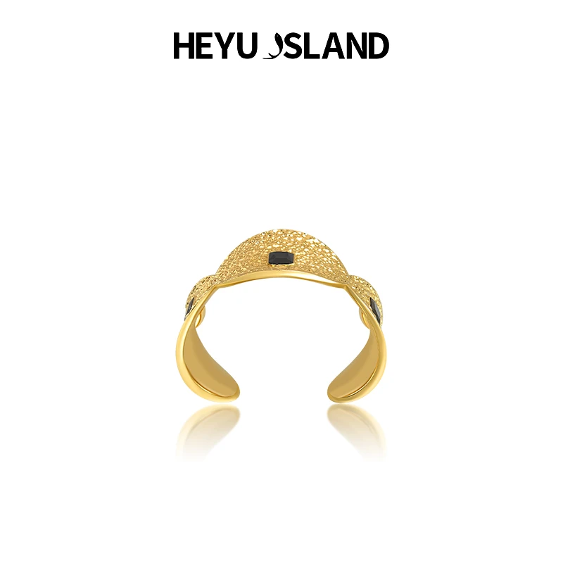 黑鱼岛 合金手镯 李若彤同款原创设计镶锆镀金圆形黑钻手镯女