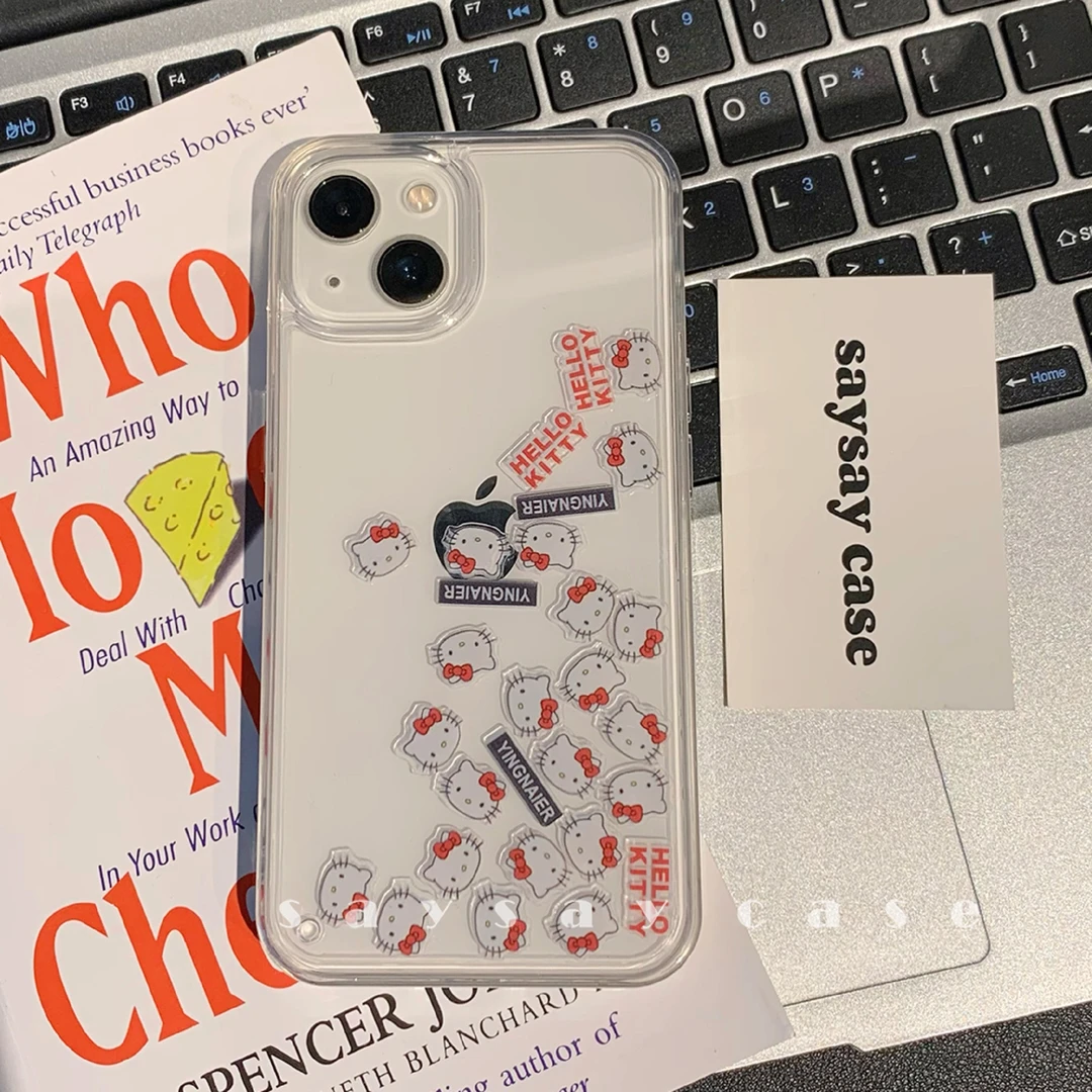 一壳所流沙滑块凯蒂猫苹果适用iPhone14promax手机壳14plus创意壳